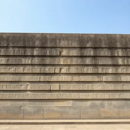 building with horizontal stone with horizontal rectilinear ancient sacred engraving cutouts