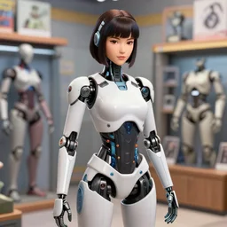 highly detailed portrait of cybertronic motoko kusanagi fembot in sims, fembot shop. modelling. stephen bliss, 8 k, unreal, fantasy art by greg rutkowski, loish, rhads, ferdinand knab, makoto shinkai and lois van baarle, ilya kuvshinov, rossdraws, tom bagshaw, raytracing.