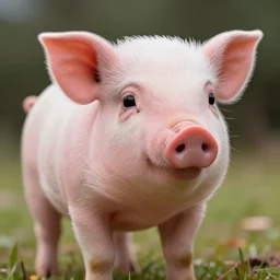 very beautiful portrait of an extremely cute and adorable little pink pig, smooth, perfect face, fantasy, character design by mark ryden and pixar and hayao miyazaki, sharp focus, concept art, intricate detail, cinematic lighting, hyperrealistic, 5 0 mm, diorama macro photography, 8 k, nature background