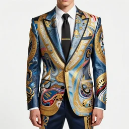 kento nanami wearing a suit made by versace painted in ultra realistic futuristic ukiyo e style