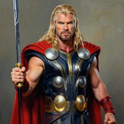 jim varney as thor, painted by alex ross