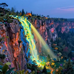 photo of cliff bioillumination ray tracing hdr in matte painting whimsical fairy wonderland vibrant colors candyland wonderland gouache swirls detailed : 4 by beatrix potter daniela uhlig and jamie hewlett