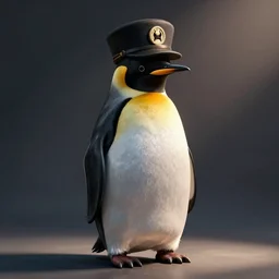 a 3d render of a detective penguin in a noir style