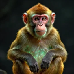 glowwave portrait of a monkey, au naturel, hyper detailed, digital art, trending in artstation, cinematic lighting, studio quality, smooth render, unreal engine 5 rendered, octane rendered, art style by klimt and nixeu and ian sprigger and wlop and krenz cushart.