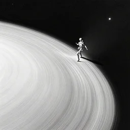 in curved spacetime you need to accelerate to stand still, sketch, astonishing detail