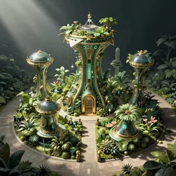machine garden, intricate solarpunk illustration by tim doyle