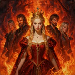 portrait of a princess, painting by brian froud, john bauer, michael wellen, john stephens, in fiery hell dimension, demonic, flames, tone mapping, trending on artstation