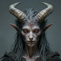 an oni with long horns coming out of his forehead, 8K resolution, digital art, eldritch, hyper realistic, intricately detailed, Trending on Artstation