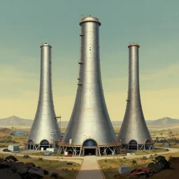 A surreal landscape around a nuclear reactor looking at the viewer by Noah Bradley and Salvador Dali, 4k, award winning artwork, trending on artstation.