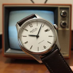a wrist watch from 1 9 8 0 with an old tv screen