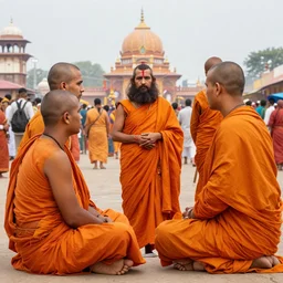 breton monks looking like rasputin visiting kumbha mela a major pilgrimage and festival in india, award - winning photo