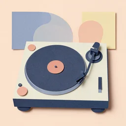 paper cut out collage artwork, soft colors, block colors, abstract painting of a turntable, trending on behance