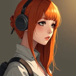anime girl with orange hair in the soviet pioneer form, manga, katsura masakazu, intricate, detailed, studio lighting, gradation, editorial illustration, matte print, ilya kuvshinov, concept art, digital