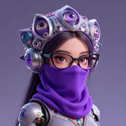 a beautiful fractal mandelbulb retrofuturistic young cute hyderabadi woman with cateye glasses shaped visor and purple niqab with multiple eyes by alex gray, android jones, karol bak, ayami kojima, artgerm, concept art, sharp angles, robot, 3 d, octane render, 8 k, unreal engine