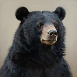 portrait painting of anthropomorphic black bear samurai by jeremy mann, only one head single portrait