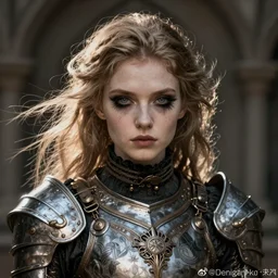 beautiful and gothic and victorian and dieselpunk young medieval female armor portrait +smoky eyes+front face with light flowing hair, ultradetail face, art and illustration by tian zi and craig mullins and WLOP and alphonse mucha, fantasy, intricate complexity, human structure, human anatomy, fantasy character concept,  watermark, blurry, hyperrealism 8k