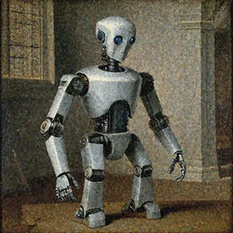 a robot as the subject of a renaissance era painting
