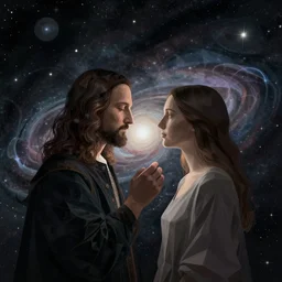 abstraction of love in the cosmos, a simple vector pop surrealism, by ( leonardo da vinci ) and greg rutkowski and rafal olbinski