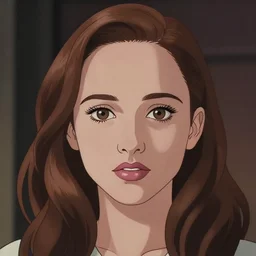 anime boyish natalie portman 3 / 4 pose, close - up nose, centered, cel shaded, portrait, pantone, 1 2 bit
