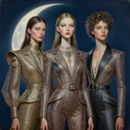 3 d, fashion models look into the frame, moon ryas, intricate oil painting, hyper detail, intricate oil painting, multiple exposure, 3 d, by tooth wu and wlop and beeple and greg rutkowski