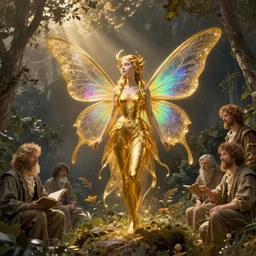 a beautiful faerie, golden ratio, detailed, rainbowshift, by jean - baptiste monge, maxfield parrish, john william waterhouse, brian froud