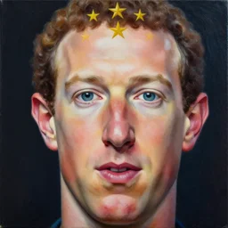 intricate five star mark zuckerberg facial portrait by casey weldon, oil on canvas, hdr, high detail, photo realistic, hyperrealism, matte finish, high contrast, 3 d depth, centered, masterpiece, vivid and vibrant colors, enhanced light effect, enhanced eye detail, artstationhd
