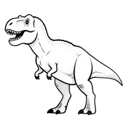 tyrannosaurus rex walking around, symmetrical, accurate, simple clean black lines, black and white, white background and fill, coloring book, comic book, graphic art, line art, vector art, artstation