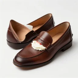 leather loafers filled with strawberry cream cheese