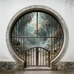 circular gate in a white wall that leads to another world. fantastical, elaborate, awe, high detailed digital art trending in artstation. artist greg rutkowski