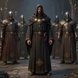cultist wearing robe, paladins, unreal engine, 3 d render,