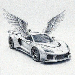 blueprints of a car with angel wings