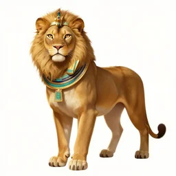 fullbody beautiful detailed character design of a feral feline wearing egyptian necklace, egyptian jewelry. deviantart lioness adoptable, character concept artwork professional in the style of'the lion king'by jessica rossier, artstation, deviantart, fanpop
