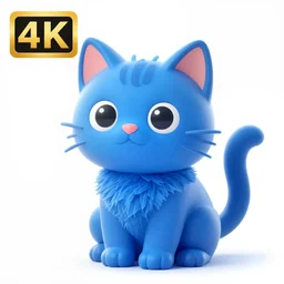 blue cat, 2d illustration, cartoon, 4k, hd, highly detailed