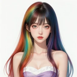 the portrait of neutral rainbow colorful female cleric bard as an absurdly beautiful, gorgeous, elegant, skinny gravure idol cute eyes, an ultrafine hyperdetailed illustration by kim jung gi, intricate linework, super detailed faces, super sharp focus, bright colors, octopath traveler, final fantasy, unreal engine 5 highly rendered, global illumination, radiant light