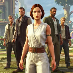 highly detailed vanishing - princess leia, in gta v, stephen bliss, unreal engine, fantasy art by greg rutkowski, loish, rhads, ferdinand knab, makoto shinkai and lois van baarle, ilya kuvshinov, rossdraws, tom bagshaw, global illumination, radiant light, detailed and intricate environment