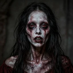 hyperrealistic detailed scary creepy horrific beauty maniac deformed portrait of deep layers of fear in artnouveau style darksharp focus in style of anne stoke