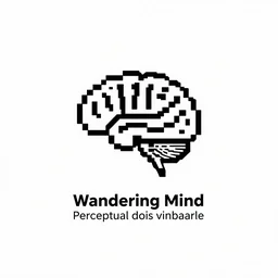 minimalist logo icon for a wandering mind perceptual decoupling, one person, brain filter pixelated, retro psychology, victo ngai, kilian eng, lois van baarle