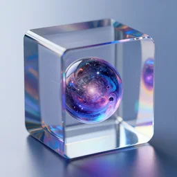 universe inside the glass cube | octane render | trending on artstation | dichroic colors | depth of field | macro