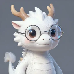 a painting of a cute white eastern bubble dragon wearing circular glasses, digital art, furaffinity, detailed