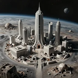 Space city ruins from outer space, matte painting by Simon Stålenhag, featured in artstation, octane render, cinematic, elegant, intricate, 8k, HDR, HD