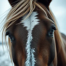 a horse with human female eyes, dramatic, close - up