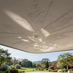a beautiful custom organic ceiling design, embossed, elegant, low profile