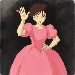 terry crews wears a pink dress and waves a glittery tab with his left hand, by hayao miyazaki, ink, still - life, airbrush