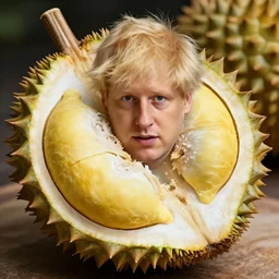 boris johnson inside a durian, comfy, portrait photography, high quality