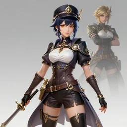 A beautiful steampunk lady, official Genshin Impact character concept, League of Legends official character concept, anime, by Artgerm and Sakimichan, professional character designer, trending on Artstation, highly detailed, cgsociety