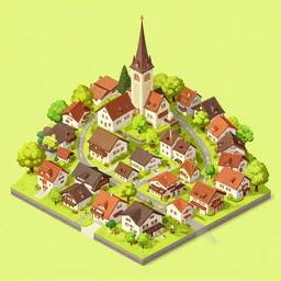 small swiss town, very beautiful, isometric!!! perspective, comfy, artstation, high quality, by artgerm, greg rutkowski