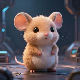 cute scifi animal called 'snuggle mouse', digital art, adorable, cuddly, scifi background, dramatic lighting