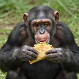 2 4 0 p footage, 2 0 0 6 youtube video, low quality photo, chimpanzee getting taco