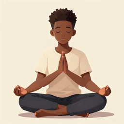 photo of african teen peaceful, meditating, digital art, trending on artstation, detailed - i
