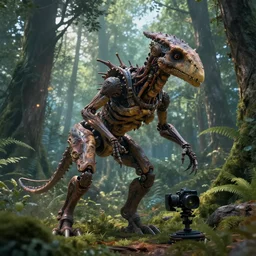 gorgeous magic coming out of a hyper realistic camera in the woods by weta studio denoised, sharpened, upscaled